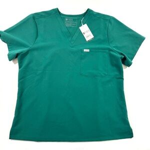 New Figs Catarina One Pocket Scrub Top Hunter Green PO5295